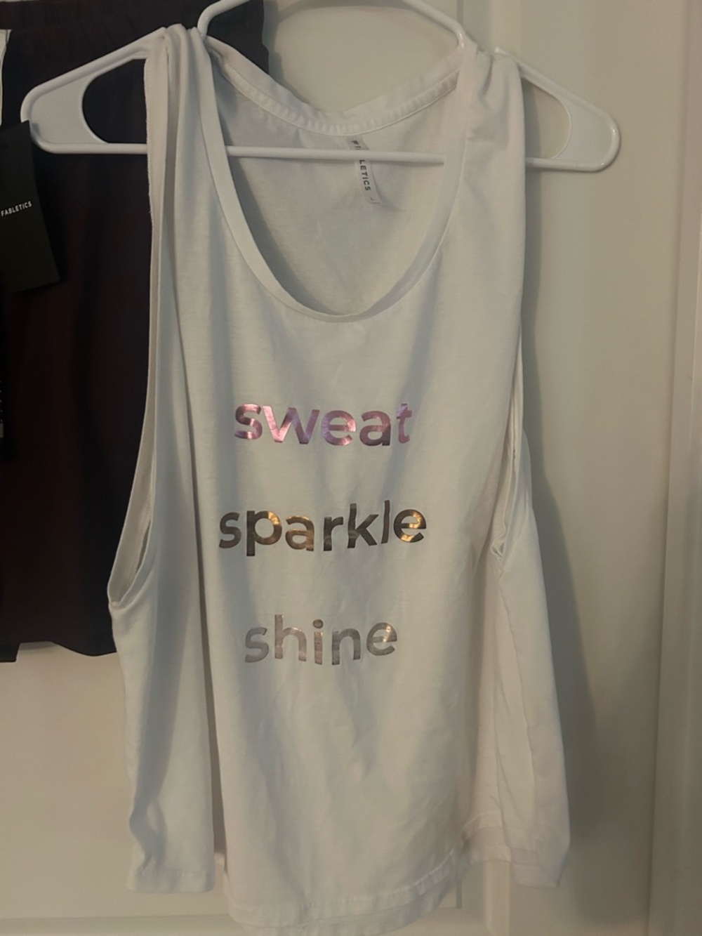 Fabletics White Sleeveless Active Tank with Subtle Logo
